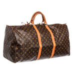 Monogram Canvas Leather Keepall 50 cm Duffle Bag Luggage // Pre-Owned // MI8902