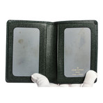 Green Taiga Leather ID Case Wallet // Pre-Owned // MI1001
