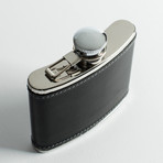 Metal Flask Covered In Leather // Black (Small)