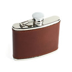 Metal Flask Covered In Leather // Coffee (Small)