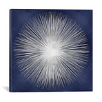 Silver Sunburst On Blue I // Abby Young (18"W x 18"H x 0.75"D)