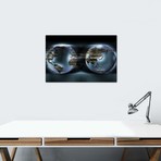 Two sides of earths made of digital circuits // Panoramic Images (18"W x 26"H x 0.75"D)