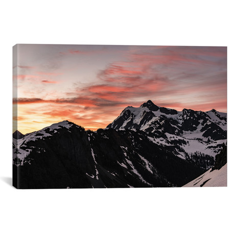 Dawn In The Mountains Pink Mountain Sunrise In The Cascades // Nature Magick (18"W x 26"H x 0.75"D)