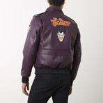 Joker Leather Bomber Jacket // Purple (M)
