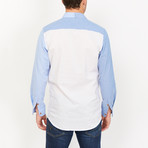 Luca Button Up // White + Blue (Small)