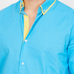 St. Lynn // Dexter Button Up // Turquoise + Yellow (2X-Large)
