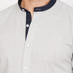 St. Lynn // Sebastian Collar Button Up // Light Gray + White (Large)