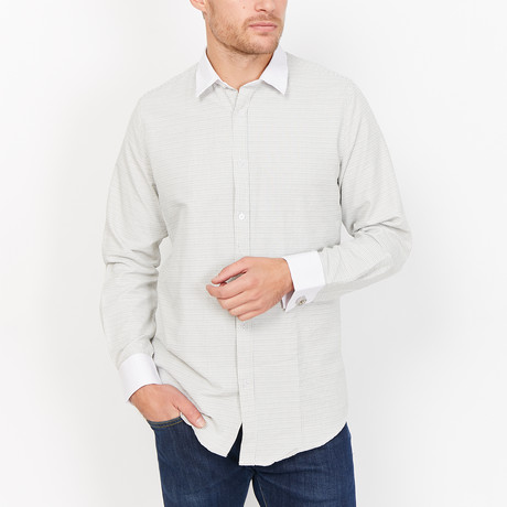 St. Lynn // Harvey French Cuff Button Up // Gray + White (Small)