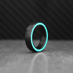 Aqua Gateway Carbon Fiber Ring // Aqua + Black (Size: 7)