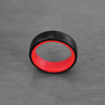 Fire Core Carbon Fiber Ring // Red + Black (Size: 7)