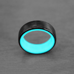 Aqua Core Carbon Fiber Ring // Aqua + Black (Size: 7)