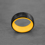 Coral Core Carbon Fiber Ring // Orange + Black (Size: 7)
