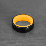 Coral Core Carbon Fiber Ring // Orange + Black (Size: 7)