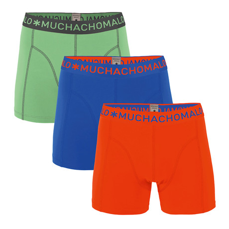 Men's 3-Pack Short Solid // Red + Blue + Bright Green (Small)