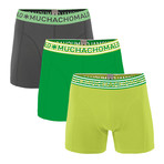 Men's 3-Pack Short Solid // Light Green + Green + Dark Grey (Medium)