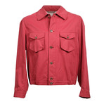 Solid Button-Up Jacket // Red (L)
