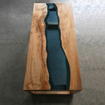 River Series Coffee Table // Big Leaf Maple + Blue Glass