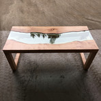 River Series Coffee Table // Big Leaf Maple + Green Glass