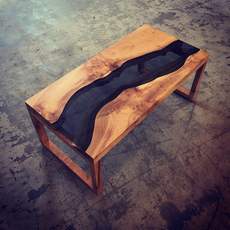 River Series Coffee Table // Big Leaf Maple + Gray Glass