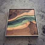 River Series Triptych // Black Walnut + Green Glass // Satin Gray Frame