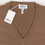 Brioni // Cashmere Knit V-Neck Sweater // Brown (Euro: 48)