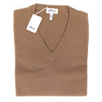 Brioni // Cashmere Knit V-Neck Sweater // Brown (Euro: 56)