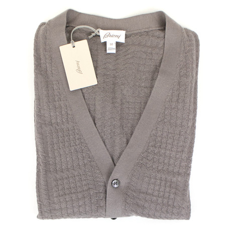 Brioni // Cashmere Blend Knit Cardigan Sweater // Gray (Euro: 44)