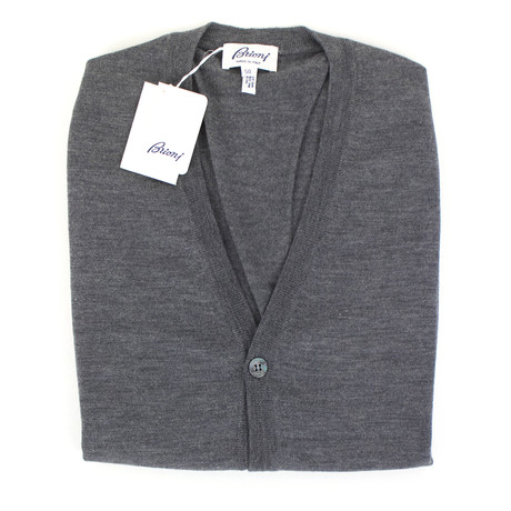 Brioni // Wool Knitted Cardigan Sweater Vest // Gray (Euro: 48)