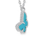 Vintage Van Cleef & Arpels 18k White Gold + Turquoise Butterfly Necklace
