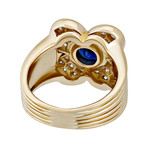 Vintage Van Cleef & Arpels 18k Yellow Gold Diamond + Sapphire Flower Ring // Ring Size: 5.75