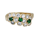 Vintage Van Cleef & Arpels 18k Yellow Gold Diamond + Emerald Ring // Ring Size: 5