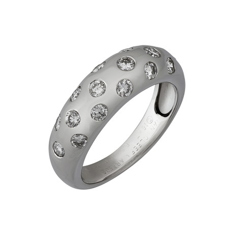 Vintage Van Cleef & Arpels 18k White Gold Diamond Ring // Ring Size: 5.75