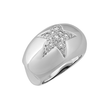 Vintage Chanel 18k White Gold Comete Diamond Ring // Ring Size: 5.25