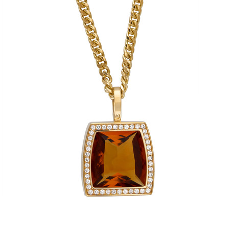 Vintage Cartier 18k Yellow Gold La Dona Citrine Diamond Necklace // Chain: 16"