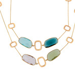 Vintage ZOCCAI 10k Yellow Gold Quartz Necklace // Chain: 30"