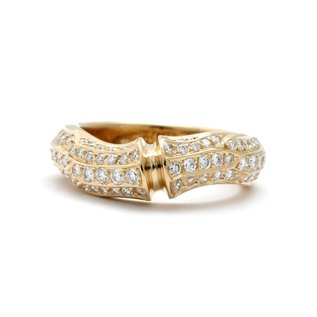 Vintage Cartier 18k Yellow Gold Bamboo Diamond Ring // Ring Size: 5.75