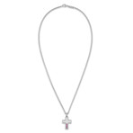 Vintage Chopard 18k White Gold Pink Sapphire Cross Necklace // Chain: 16"