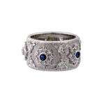 Vintage Mario Buccellati 18k White Gold Diamond + Sapphire Ring // Ring Size: 6.5