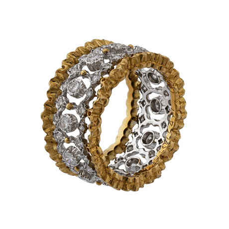 Vintage Mario Buccellati 18k Yellow Gold + 18k White Gold Diamond Ring // Ring Size: 5.5