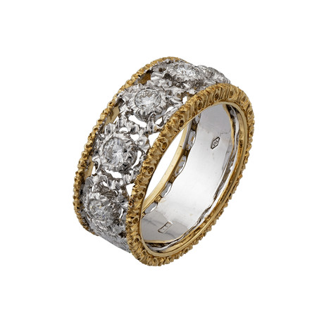 Vintage Mario Buccellati 18k Yellow Gold + 18k White Gold Diamond Ring // Ring Size: 6