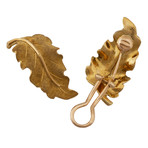 Vintage Mario Buccellati 18k Yellow Gold Leaf Earrings // 15393