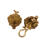 Vintage Mario Buccellati 18k Yellow Gold Leaf Earrings // 15395