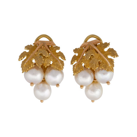 Vintage Mario Buccellati 18k Yellow Pearl Earrings