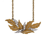 Vintage Mario Buccellati 18k Yellow Gold + 18k White Gold Diamond Necklace // Chain: 16" // 0.34 ct.