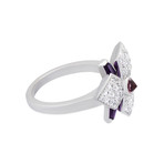 Vintage Cartier 18k White Gold Caresse D'Orchidee Amethyst Diamond Ring // Ring Size: 4.5