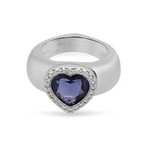 Vintage Piaget 18k White Gold Heart Amethyst + Diamond Ring // Ring Size: 6