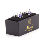 Exclusive Cufflinks + Gift Box // Silver + Blue Dogs