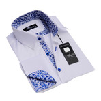 Reversible Cuff French Cuff Shirt // White + Blue Paisley (S)