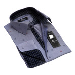 Reversible French Cuff Dress Shirt // Gray + Checkers (2XL)