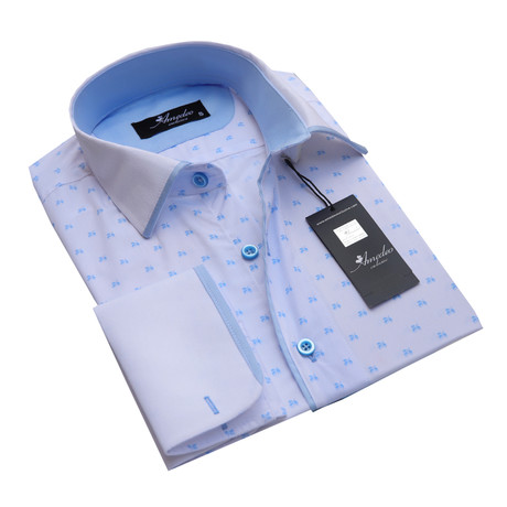 Reversible Cuff French Cuff Shirt // White + Light Blue (S)